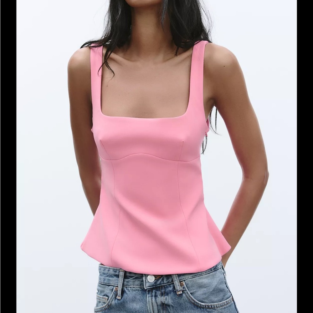 Elegant Pink Bow Back Top Zara NWT
